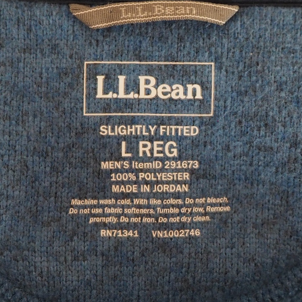 L.L.Bean Men's Sweater Fleece Full-Zip Jacket Size Large Blue Heather Outdoor - Picture 5 of 8